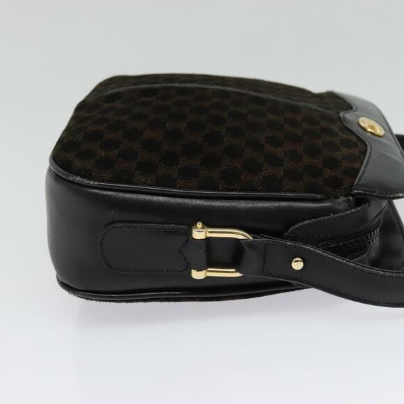 CELINE Macadam Canvas Shoulder Bag Suede Black Gold - Picture 5 of 12